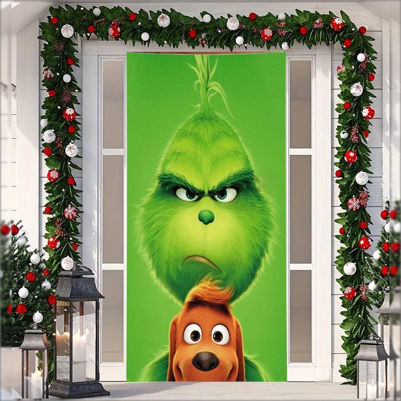 Stretch Fabric Christmas Door Tapestry - Santa Claus Gift Background for Holiday Parties