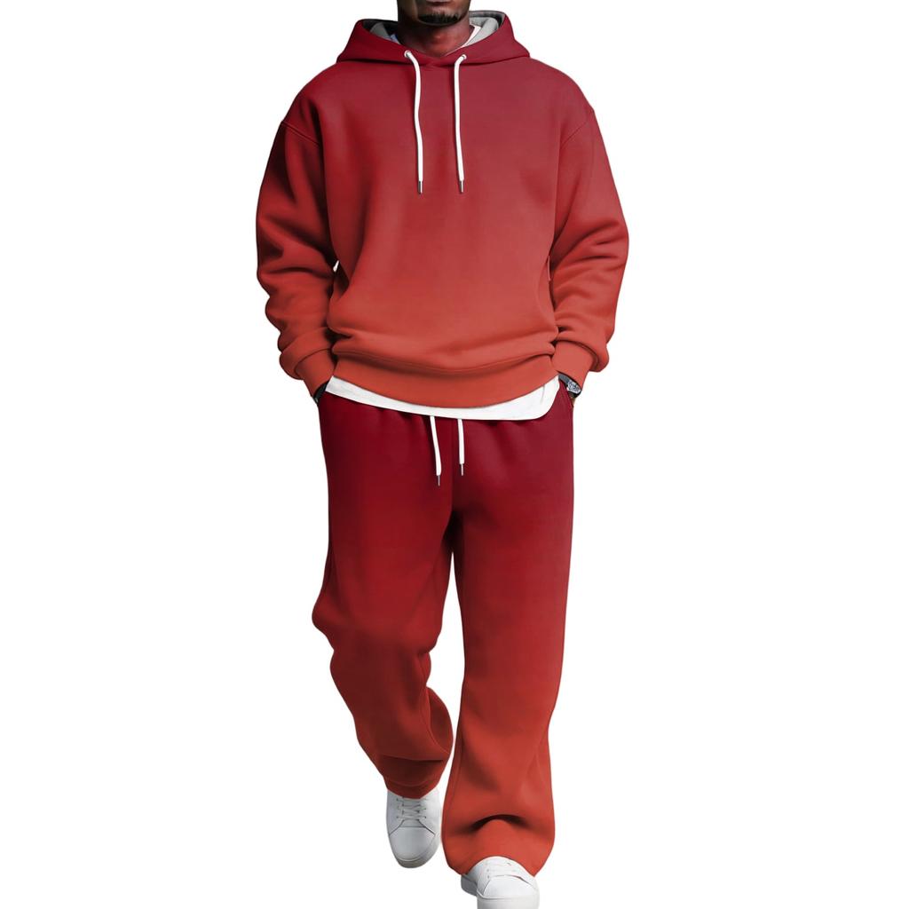 Set da uomo a 2 pezzi con felpa e pantaloni cargo con elastico in vita per abbigliamento casual