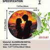 Retro Couple Sunset Silhouette Round Metal Wall Art Urban Skyline Tin Sign 7.87 Inch Aluminum Decor For Home Cafe Garage