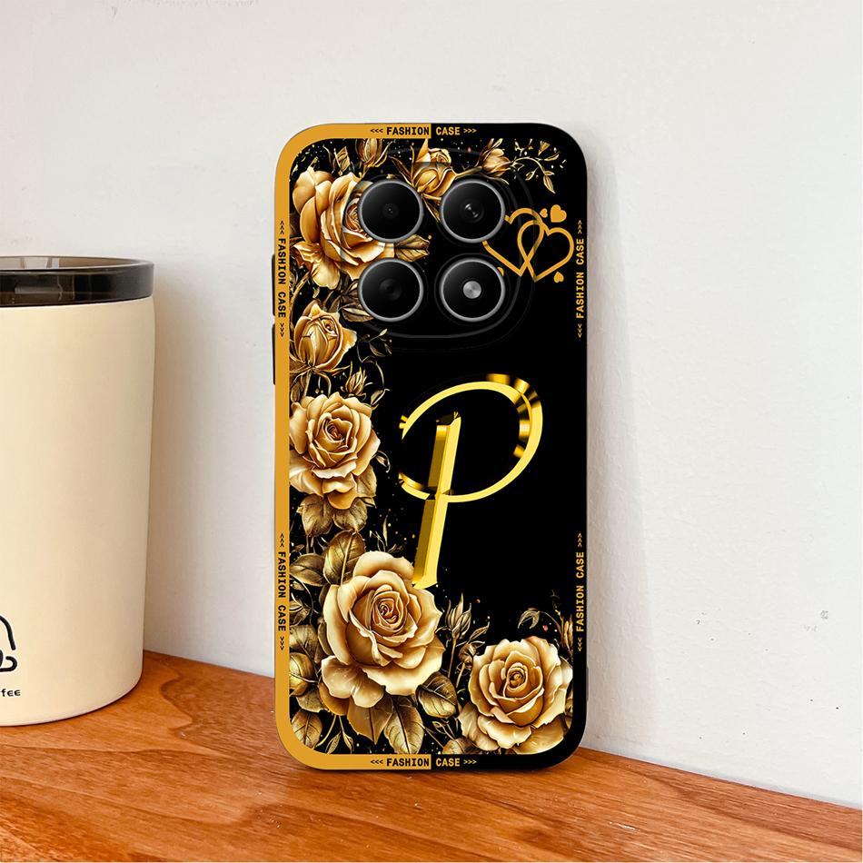 Case For Poco M8 Pro / Poco M5 M5S Fashion Rose Letters Soft Liquid Silicone Phone Shell For Poco M 8 M 5 Lightweight Funda