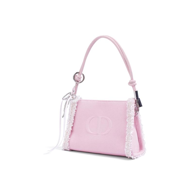 Dior Tasche [Personalisierte Kosmetiktasche] Bernstein, Süßes Pfirsichrosa, Süß, Anti-Aging, Weich und Niedlich, Sanfter Girly-Stil, Tragegriff mit Druckknopf, Tragbare Aufbewahrungstasche,