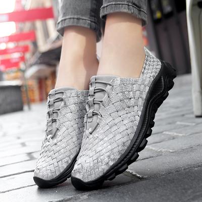 Summer Black Handmade Braid Beach Shoes Women Slip On Plus Size Casual Espadrilles Breathable Sneakers