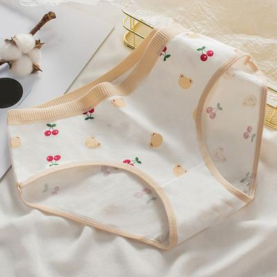 Σλιπ για εφηβικό στυλ γιαπωνέζικου στυλ Χαριτωμένο μοτίβο αρκούδας Πράσινο βαμβακερό σλιπ με καβάλο Ψηλόμεσο φοιτητικό σώβρακο κινουμένων σχεδίων