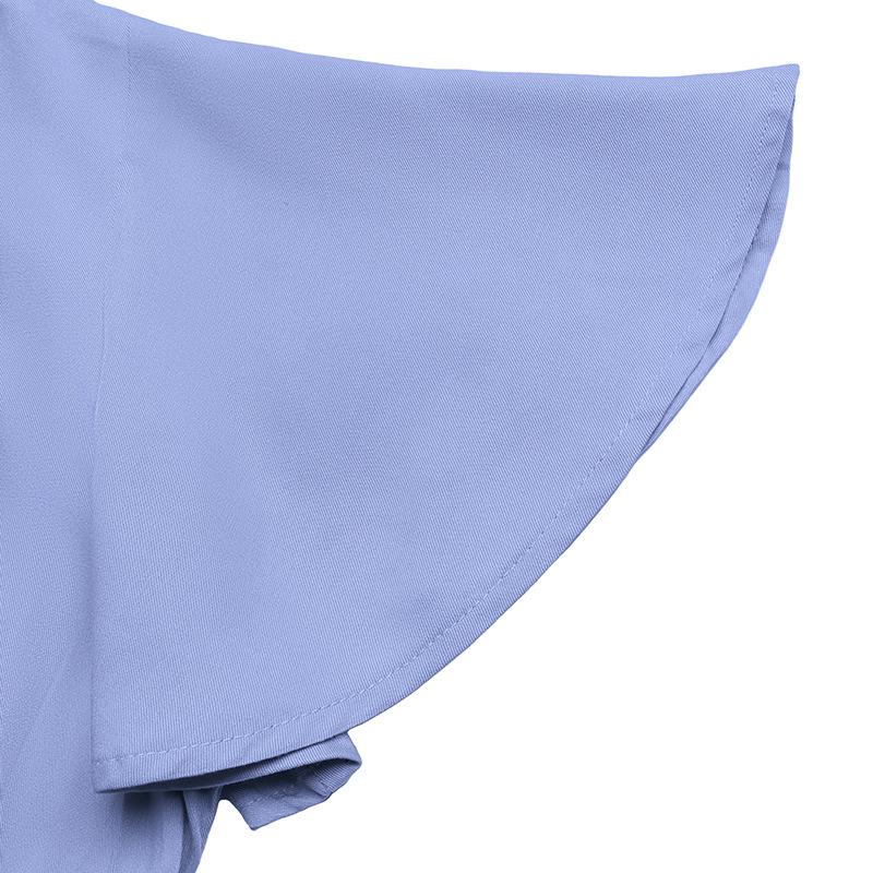 Elegant Ruffle Sleeve V-Neck Lace Patchwork Dress