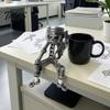 Garage Desk Artifact Mechanical Skull Figurine with Gear Base, Industrial Piston-Head Skeleton Car Enthusiast Gift Statue Wrench, for Lovers Gearheads