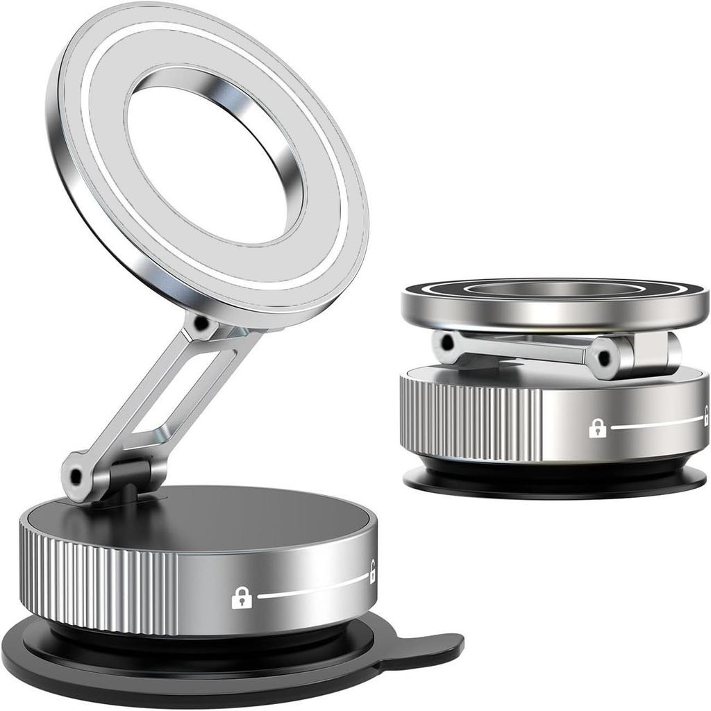 2026 Upgraded 360° Vacuum Magnetic Car Phone Holder for Magsafe [96+LBS Strongest Suction & 2800gf Strongest Magnetic]
