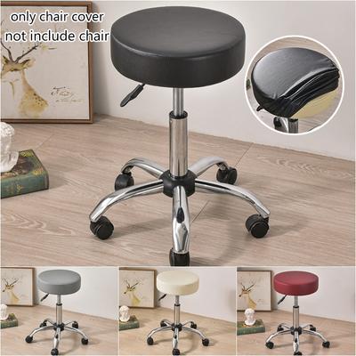 1PC Round Stool Cover Waterproof Leather Elastic Barstool Slipcover All Inclusive Rotating Chair Seat Cover Home Hotel Decor