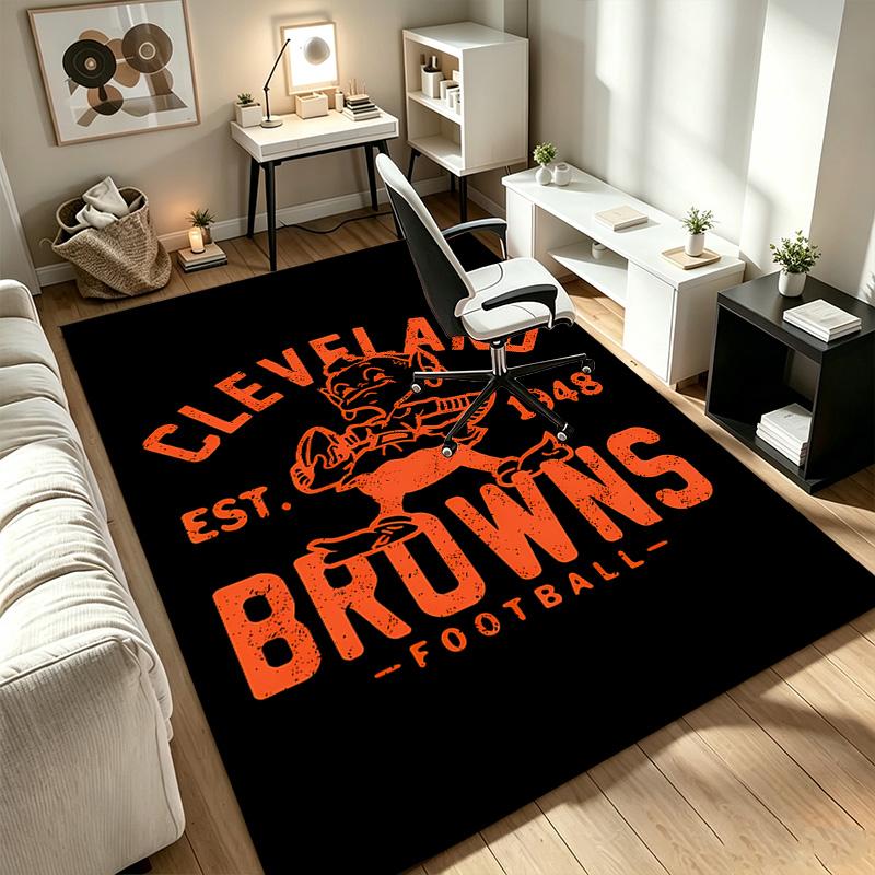 Cleveland Browns A rug suitable for office chair areas living rooms and computer desks perfect for home offices and an ideal holiday gift