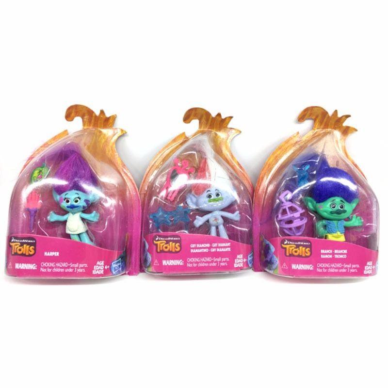 World 15cm Trolls Tour Branch Figures Character Toys Harper Biggie Doll Pvc Kids