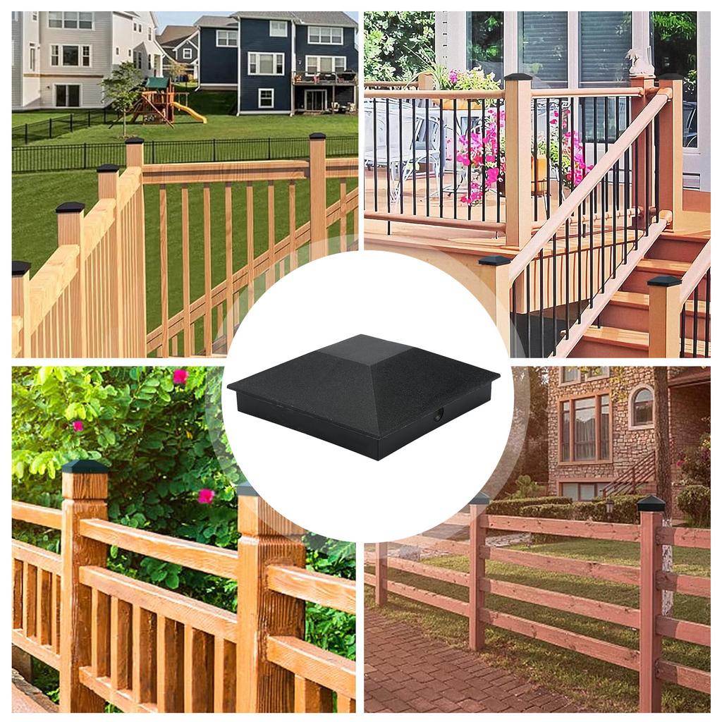 10 Pack 4x4 Wood Fence Post , ABS Plastic Deck Post Covers Water Proof UV Proof with Pointed Design to Prevent Moisture, for Outdoor Fence Wood Po