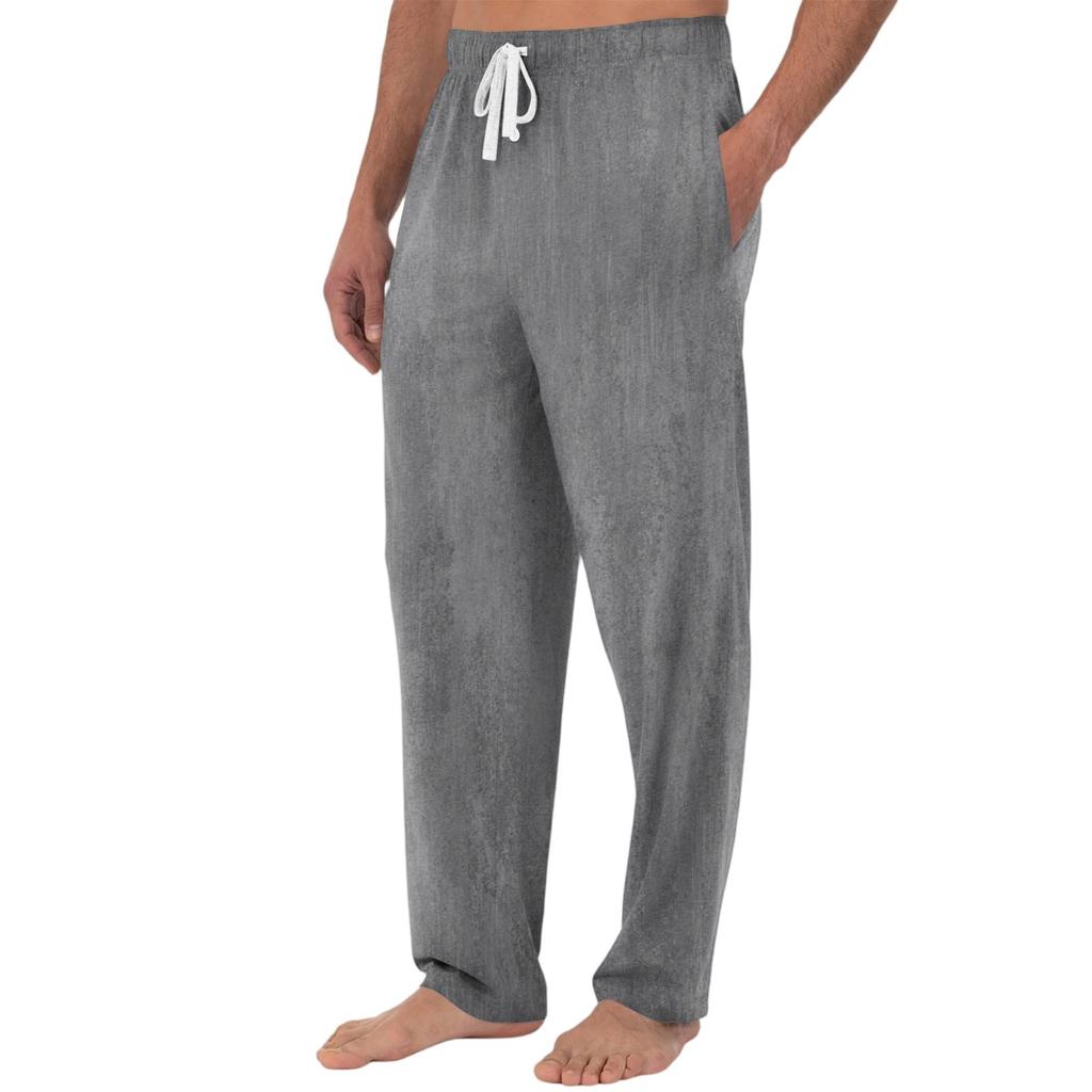 Pantaloni casual da uomo in maglia con stampa alla moda e tasca, pantaloni da pigiama