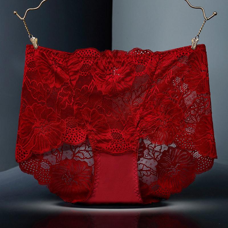 Yu Mei 319 Women's Plus Size High Waist Lace Trim Cutout Panties