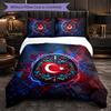 Turkey Football Pattern 3 Pieces Bedding Set Soft Microfiber Duvet Cover with Pillow Cases for Bedroom
