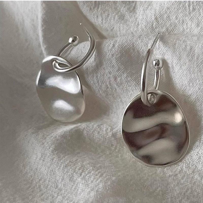 2025 Koreanischer Stil Sterlingsilber Wellen-Scheiben Hängeohrringe - Luxus Ohrstecker für Damen