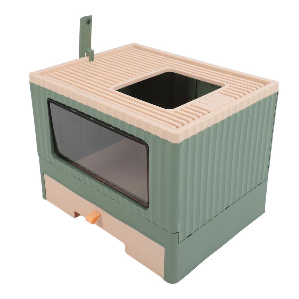 Enclosed Litter Box Foldable Top Entry Drawer Type Prevent Splashing Cat Toilet Box for Adult Cat Kitten
