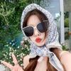 91CM large square scarf women's Japanese retro cashew flower cotton and linen silk scarf temperament lace thin sunscreen shawl headscarf