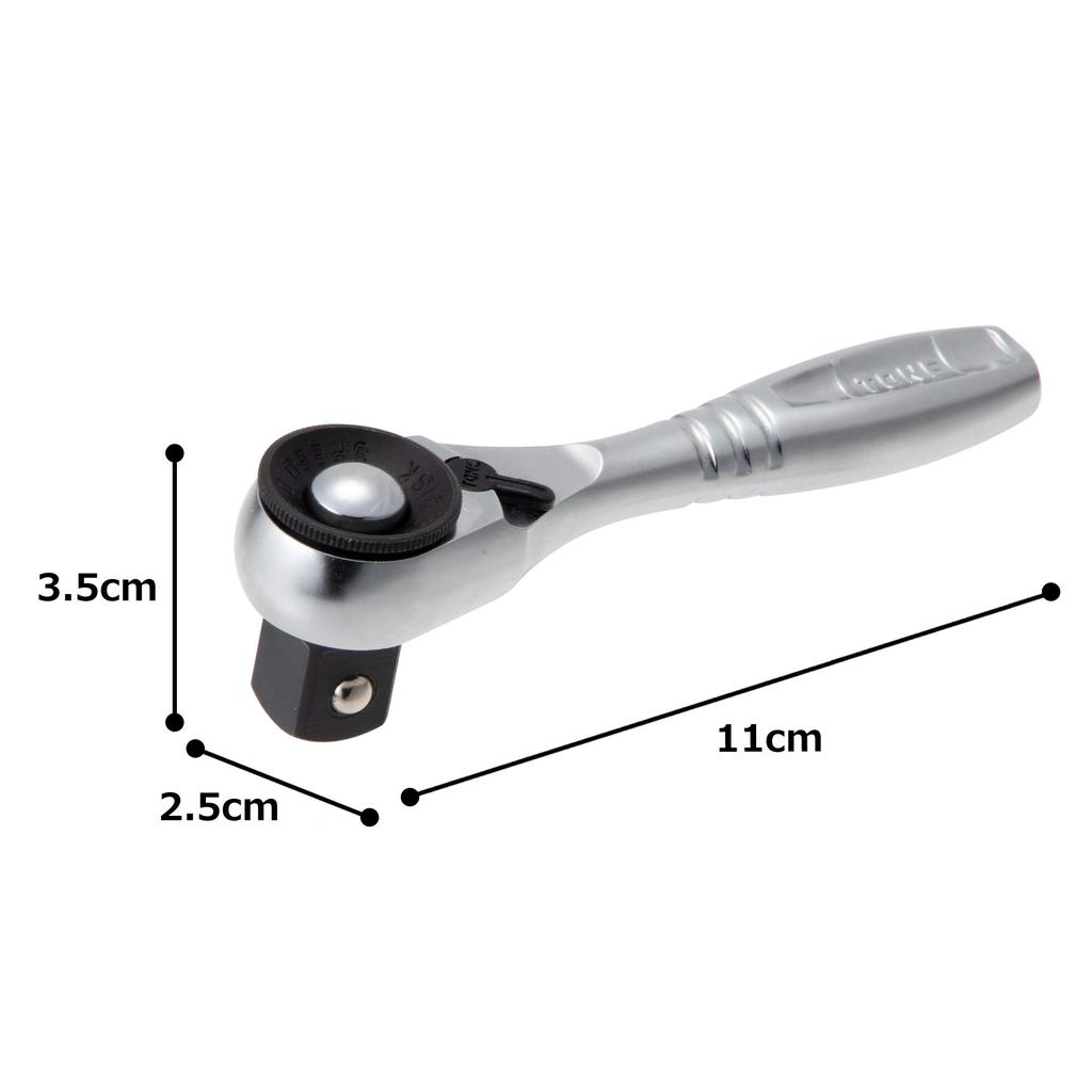 TONE Compact Short Ratchet Handle RH4CHQS Drive Angle (Quick Turn/Hold Type) 12.7mm (1/2")