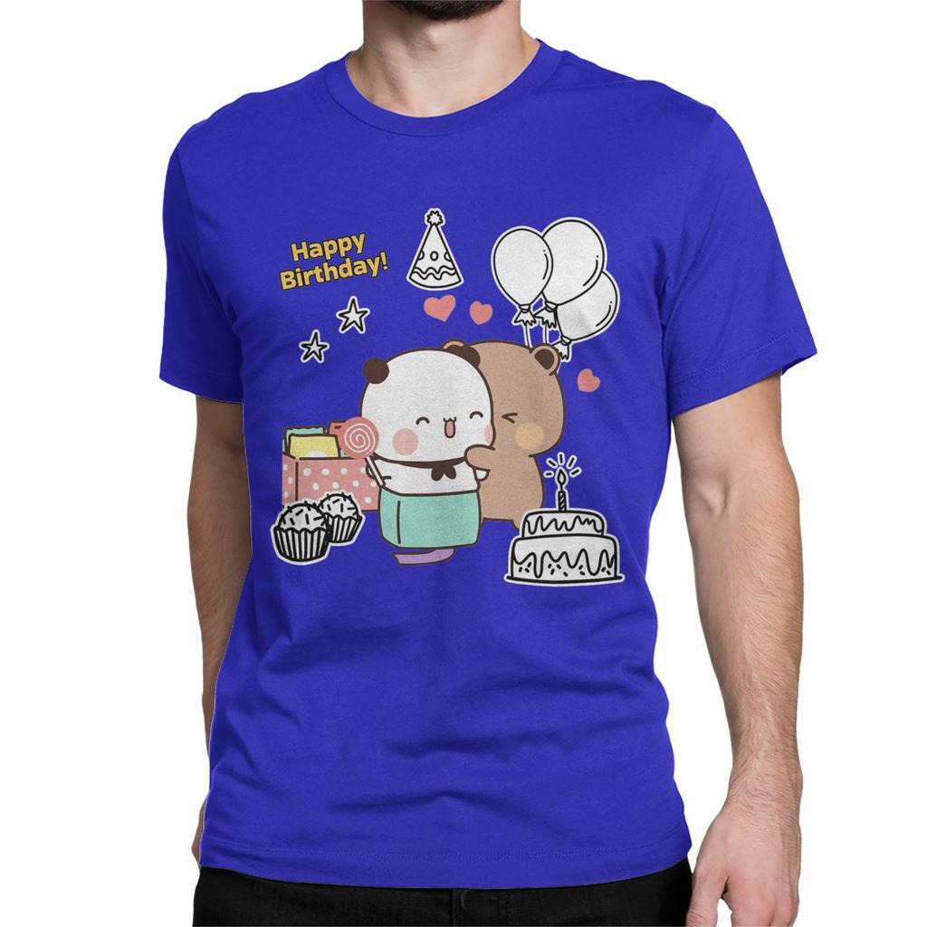 Leisure Happy Birthday Bubu Dudu T-Shirts Men Women Crew Neck Cotton T Shirt Panda Bear Short Sleeve Tee Shirt Plus Size Clothes