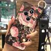 Flower Kickstand Phone Case For Redmi A4 5G Dirt-resistant Anti-knock Fashion Design Back Cover Ring Wristband Durable