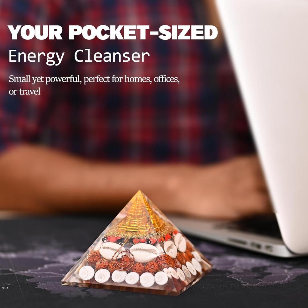 Shree Yantra Pyramid (90mm) – Original Gomti Chakra Vastu Item for Home & Office | Laxmi Pyramid for Positive Energy