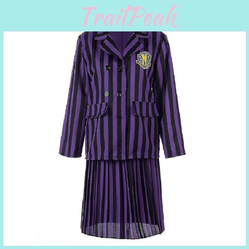 Cosplay Dress For Girls And Women Featuring Wednesday Addams With Comfortable Polyester Material