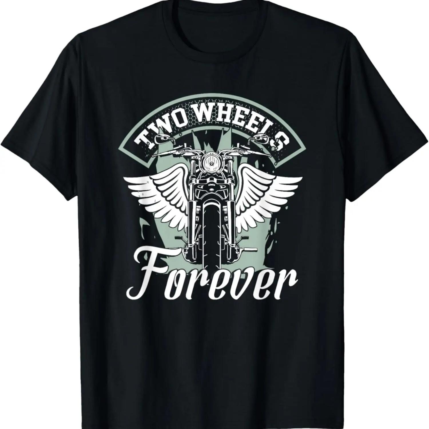 Two Wheels Forever Motorcycle T-Shirt,100% cotton S