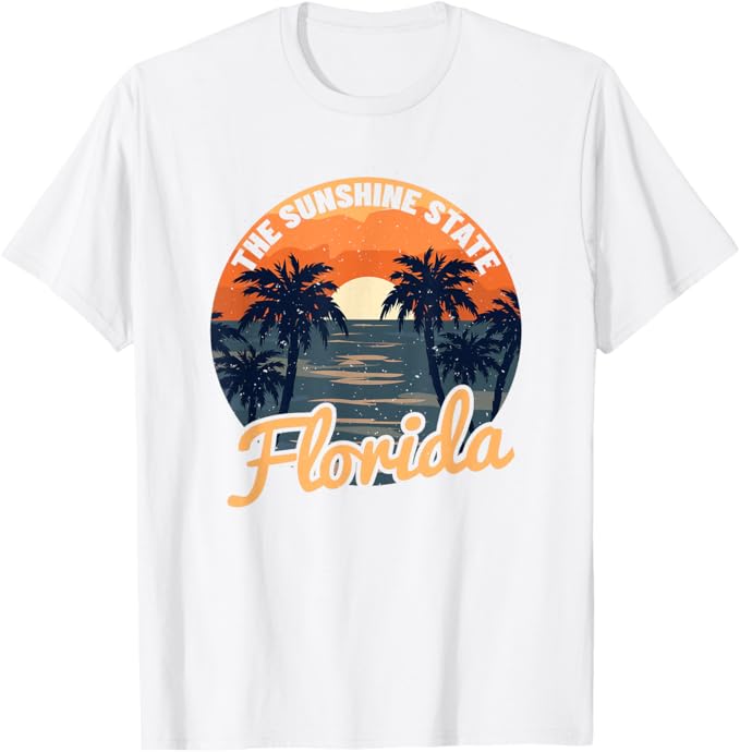 Florida Sunset  Design ze vzpomínek  Klasické tričko Pánské Dámské Letní Móda Vysoce kvalitní Bavlna Kulatý výstřih Krátký rukáv Horní díl