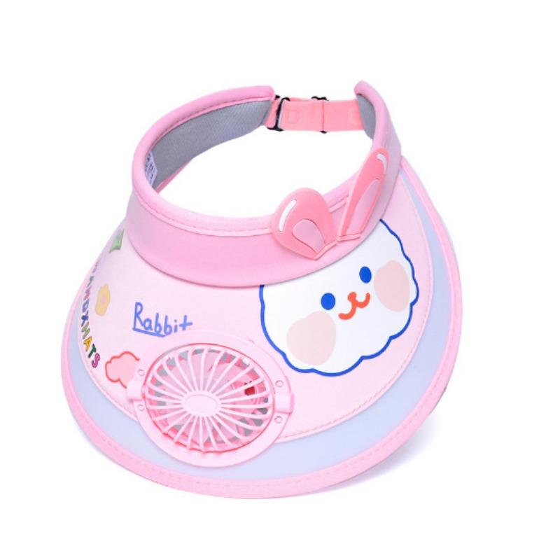 Chapéu de Verão Infantil com Ventilador Chapéu de Sol Masculino e Feminino Chapéu de Sol Desenho Animado Fofo Proteção Solar Chapéu Grande Chapéu de Copa Vazia