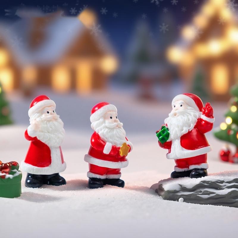 4 ST Detaljerade Jultomtedekorationer Harts Hantverk Festligt Landskapsset Familjevänliga Julgransaccessoarer