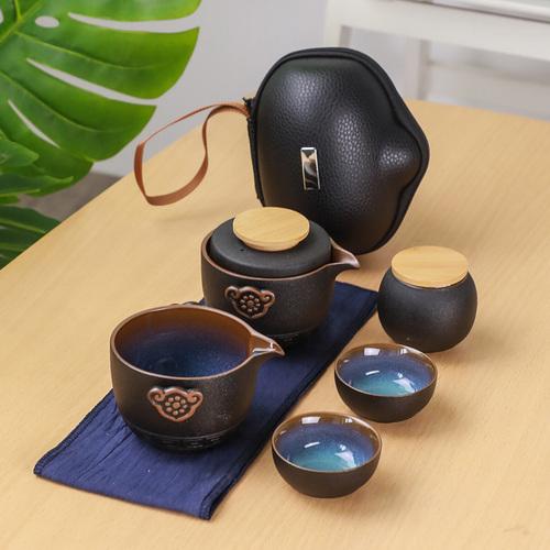 

Black Ceramic Quick Cup One Pot Two/Five Cup Teapot Set Travel Portable Chinese Tea Set Customized Teaware Gifts Tea Maker