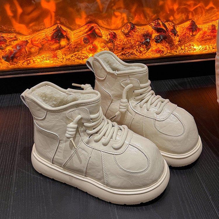 

Snow boots ugly cute big head velvet platform casual shoes women s 2025 autumn and winter new bread shoes fashion short boots 40