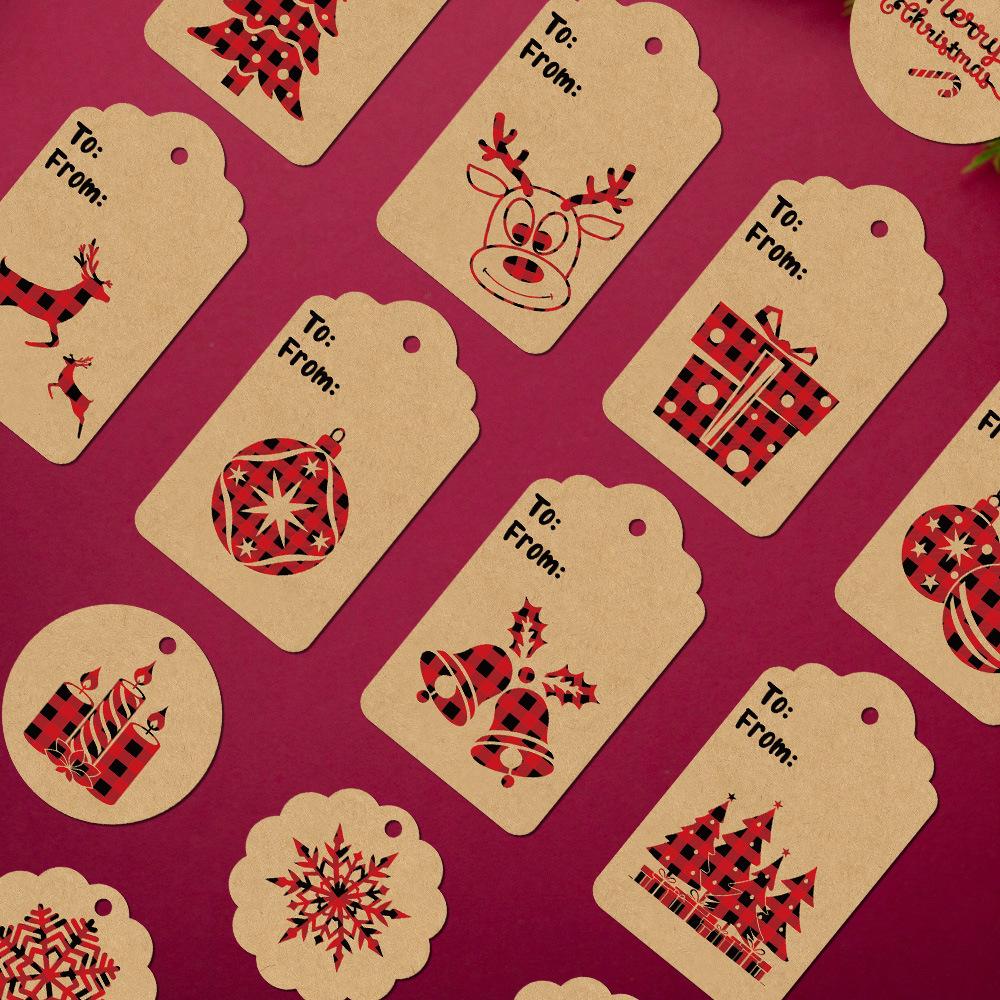 48er/96er Packung Weihnachtsgeschenkanhänger, festliche Papierdekorationen für Geschenke und Verpackungen, Hängeornamente, kein Stromanschluss erforderlich