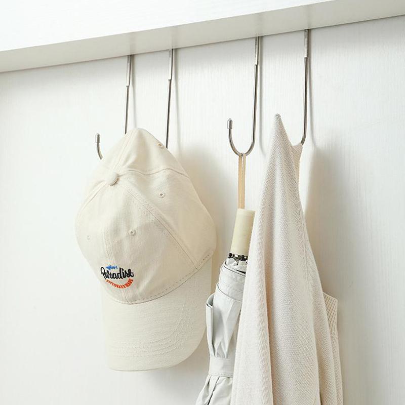 Porta de Armário de Cabeceira de Aço Inoxidável Dormitório Gancho Duplo Gancho em S Para Pendurar Roupas Banheiro Cozinha Cabide Atrás da Porta