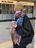 Rainbow Plaid Fringed Scarf Girls Winter New Korean Version Versatile Warm Scarf Shawl Dual-purpose Thickened