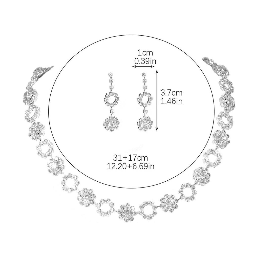Luxury Rhinestone Necklace & Earring Bridal Set - High-End Wedding Jewelry Accessories
