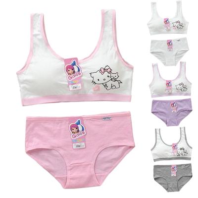 2 uds. Conjunto de sujetador de entrenamiento para niñas, ropa interior de algodón para adolescentes, chaleco para la pubertad, sujetadores
