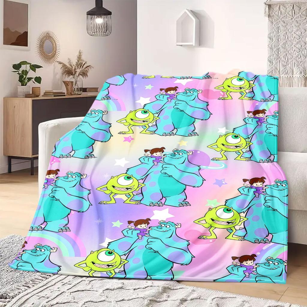 Monster Travel Picnics Flannel Blanket Print Cartoon for Bedrooms Sofas Beds Chairs Home Decor Great Gift Idea All Seasons