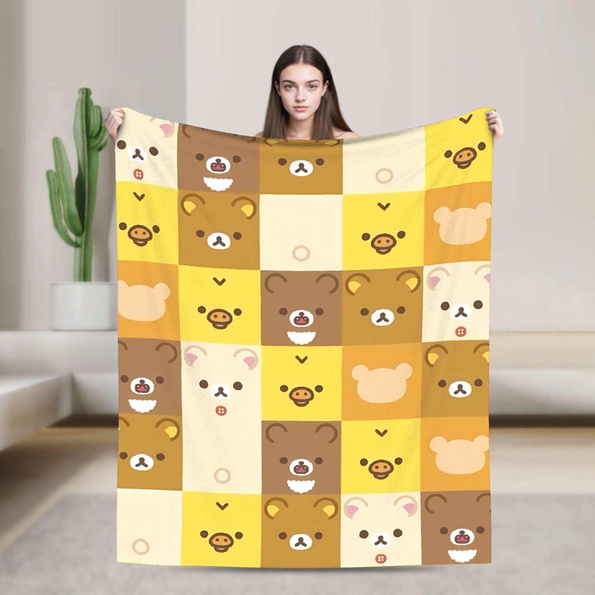 

Rilakkumas and Friends Blankets Soft Warm Street Trend Plush Throw Blanket For Children Couch Bed Flannel Bedspread Bed Cover 75cmx90cm чёрный