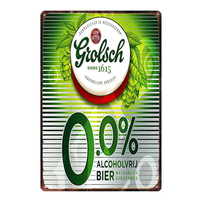 YZFQGrolsch Bière Lager Panneaux Décoratifs Hollandais Plaques Métalliques Pour Mur Bar Maison Art Décoration Restaurant 30X20CM DU-9120B