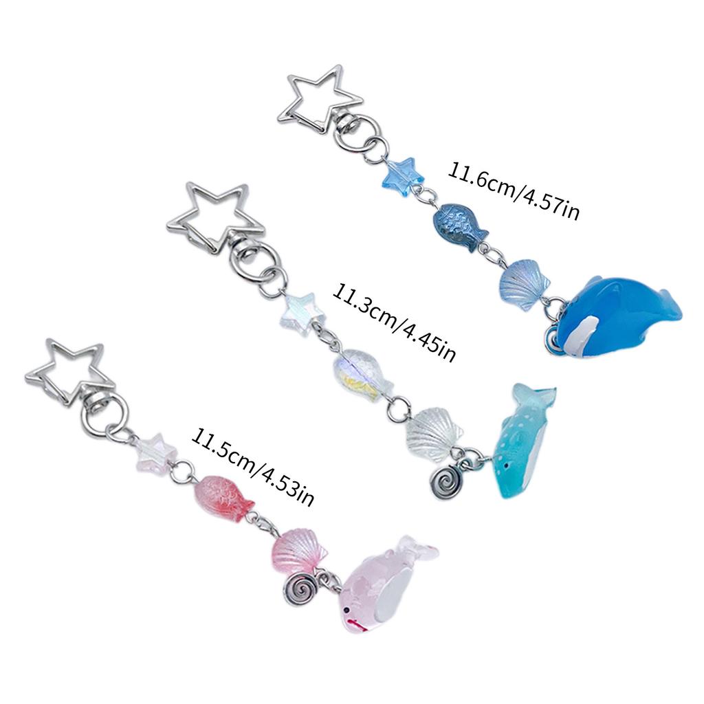 Ocean Animal Keyrings Cute Shark Pendant Beaded Keychain Colorful Phone Lanyard Versatile Bags Accessories for Women