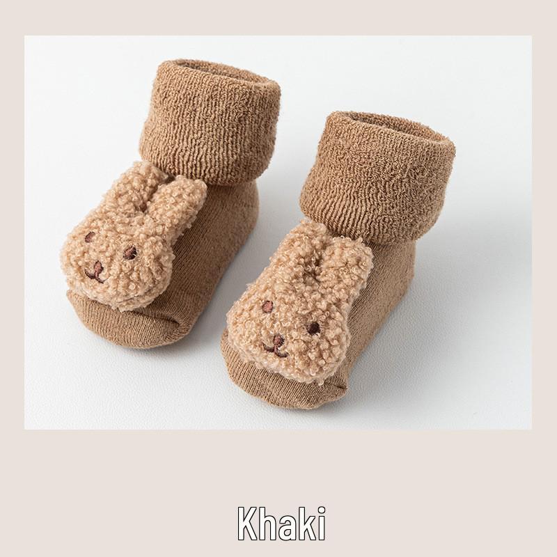 Infant Cotton Fleece-Lined Non-Slip Socks, 0-12 Months, Warm for Autumn/Winter