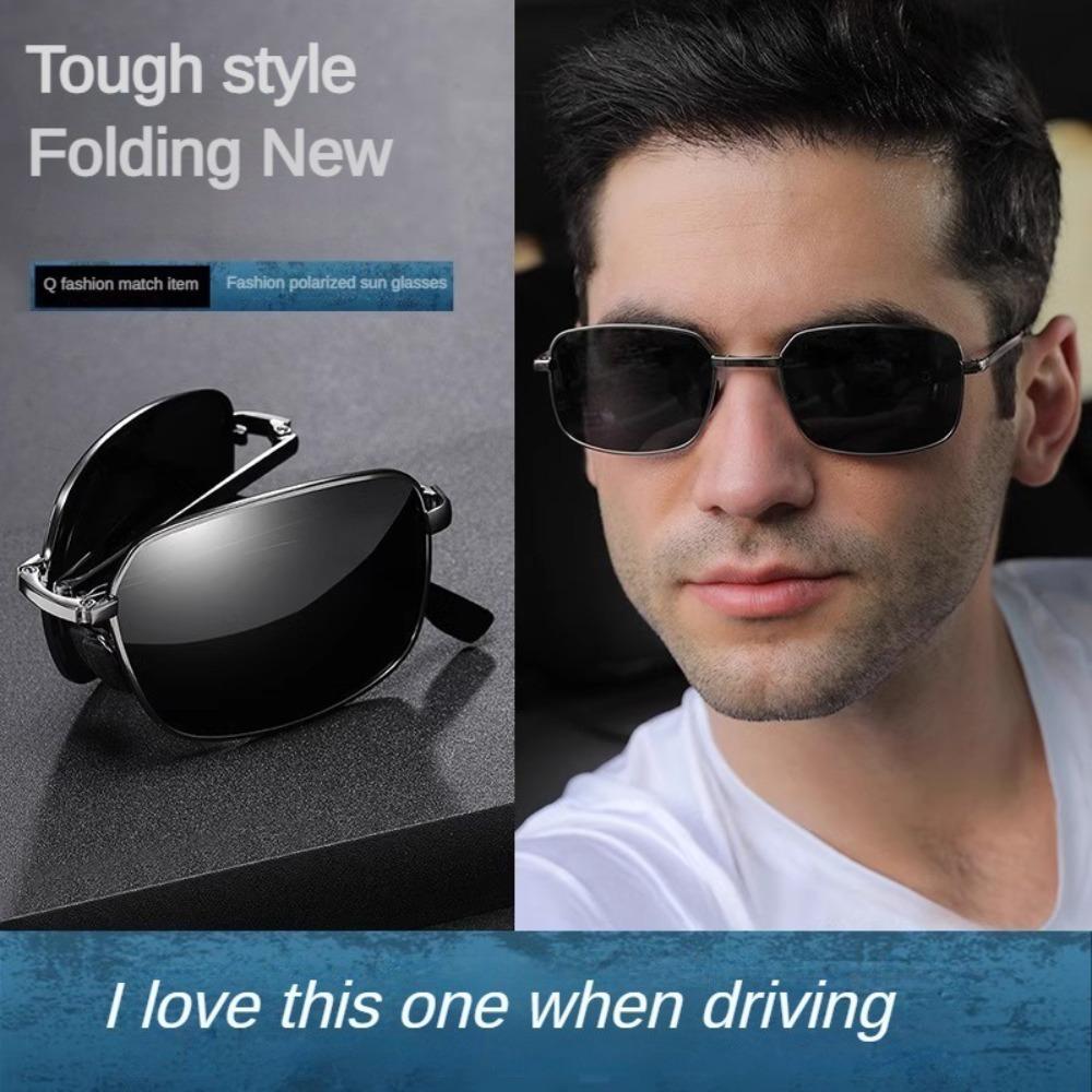 Polarized Folding Pochromics Sunglasses for Men's Driving Night Vision Glasses Day and Night
