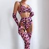 Sex Underwear Leopard Print Sexy Bra Gloves Leg Socks Set Female Spot Second Hair