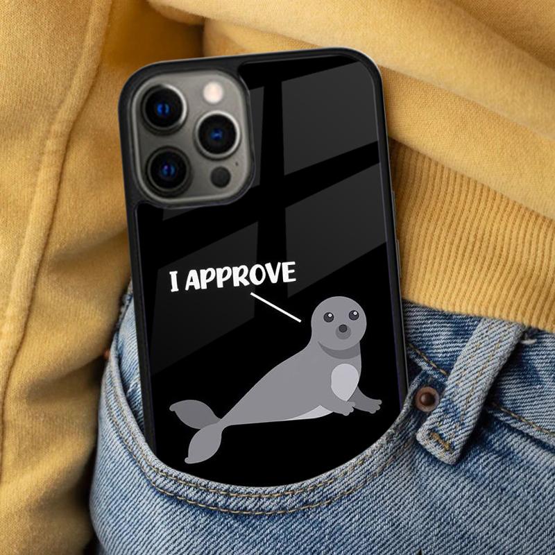 Funny Seal of Approval Soft Phone Case for iPhone 17 Air 16e Pro Max 15 Pro 13 14 Plus 11 12 MagSafe Magnetic Coque