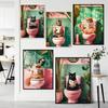 Funny Cat On Toilet Wall Art Cat Reading Newspaper Canvas Posters Print Picture for Home Bathroom Living Room Decor No Frame