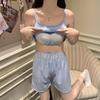 Cartoon Camisole Tank Top Pajama Set with Chest Pads - Women's Cozy Summer Home Wear with Shorts