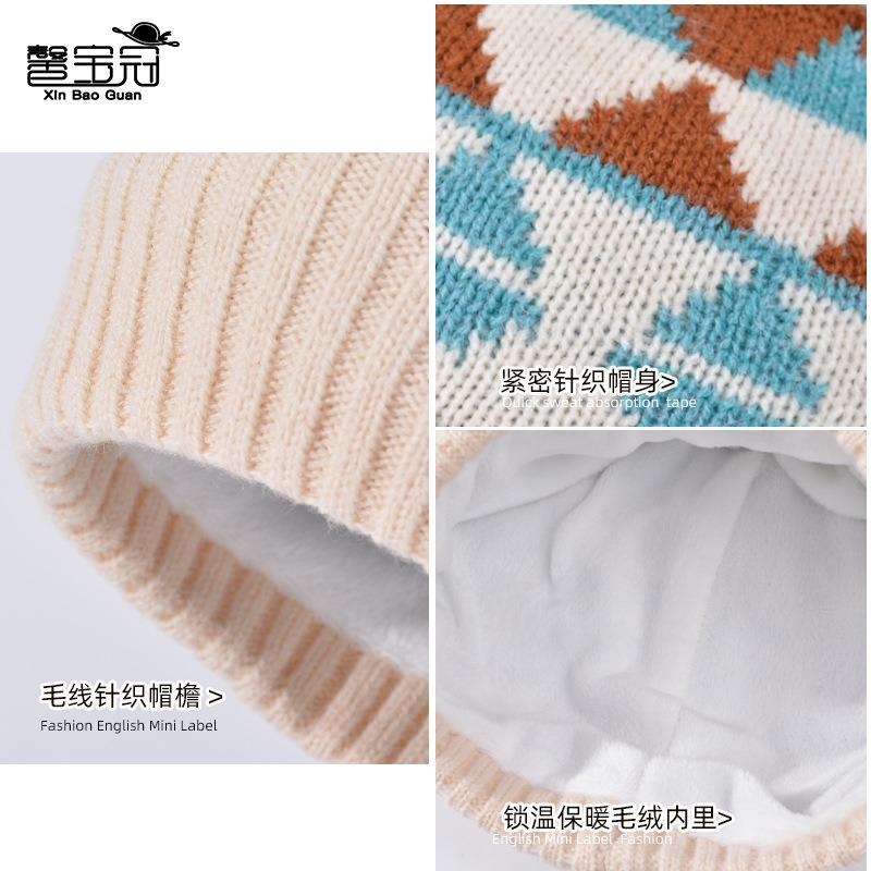 Winter warm hat scarf three-piece set women's outdoor velvet cold-proof pullover hat fashion knitted wool hat