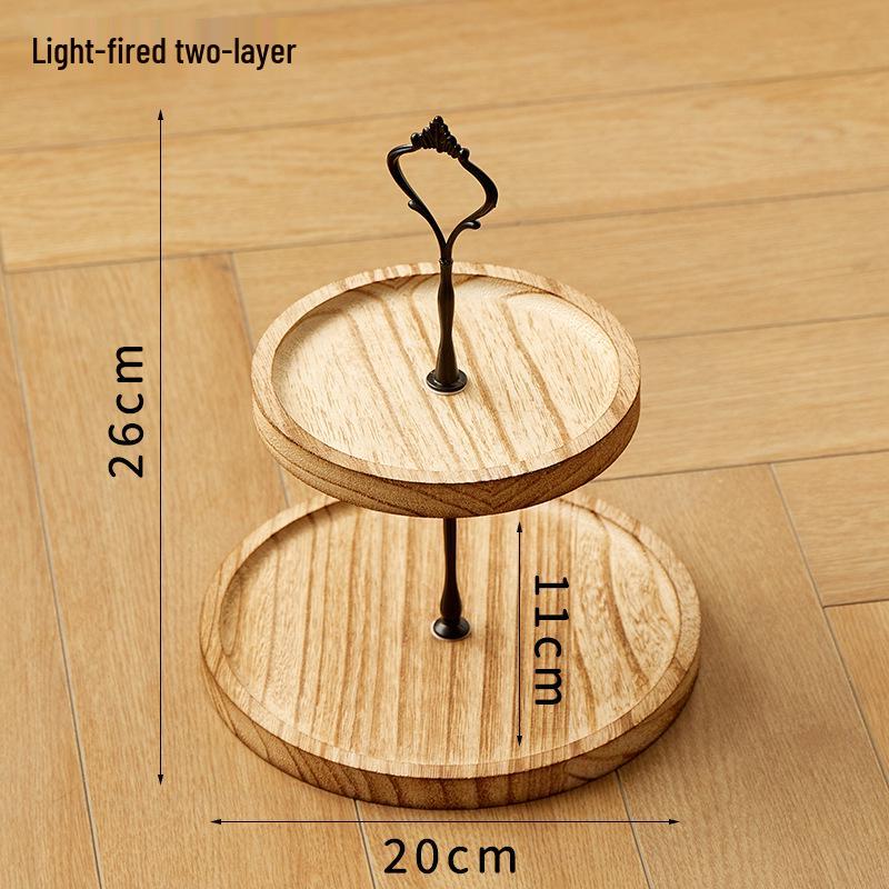 Creative European Double Layer Wooden Dessert Stand: Forest Style Cake and Treat Display Tray