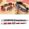 Lover Couple Hollow Love Heart Knitted Leather Bangle Alloy Cuff Buckle Bracelet