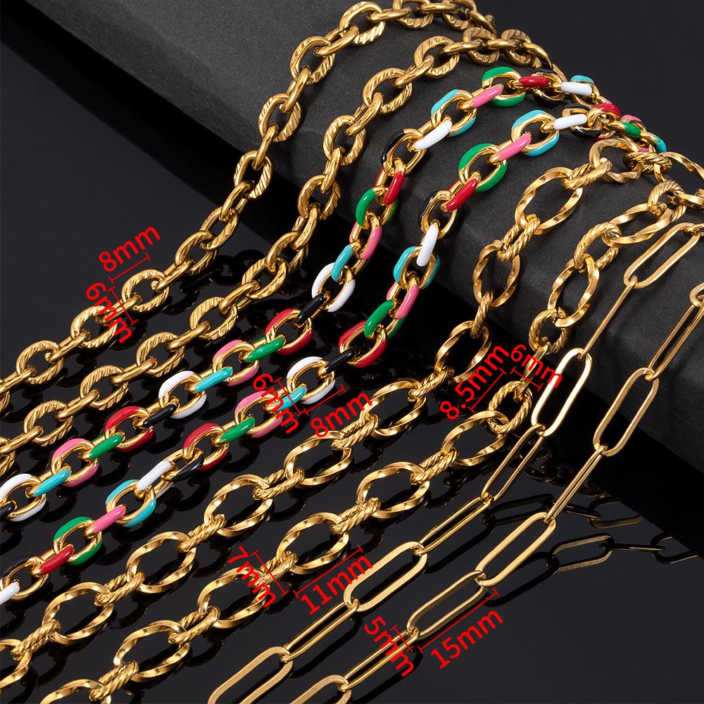 No Fade 1Meter Stainless Steel Gold Plated Embossed Link Chains DIY Women Men Necklaces Bracelets Jewelry Making Bags Chain Bulk